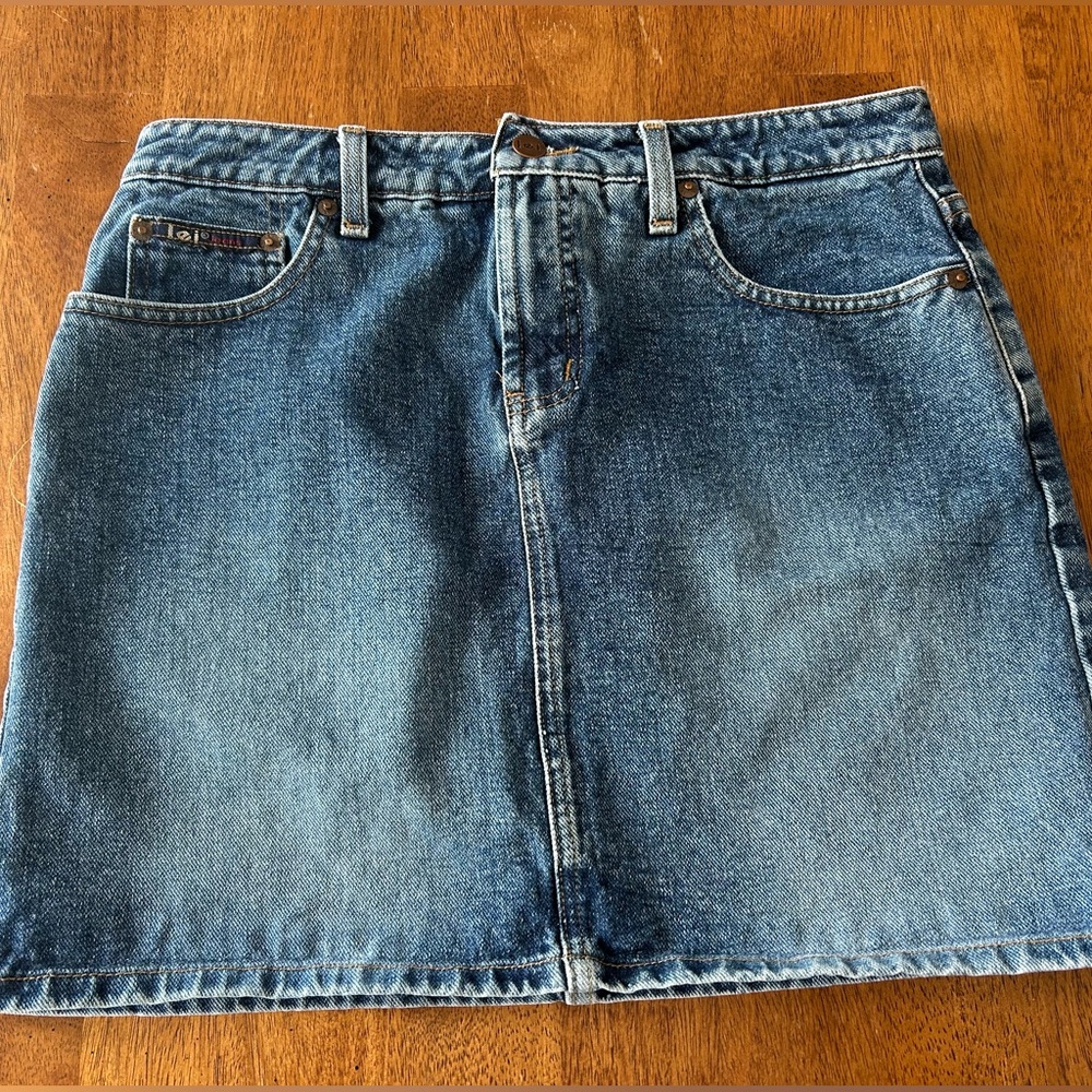 L.E.I. Jean Mini Skirt Y2K Rodeo Western Cowboy Cowgirl BOHO Denim Sz 11